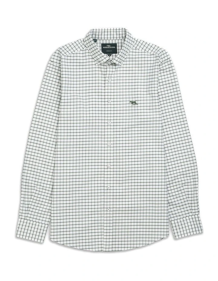 Gunn Check Oxford 3 Long Sleeve Sports Fit Shirt in Olive image 4