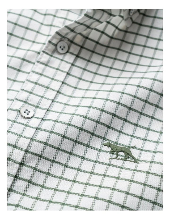 Gunn Check Oxford 3 Long Sleeve Sports Fit Shirt in Olive image 5