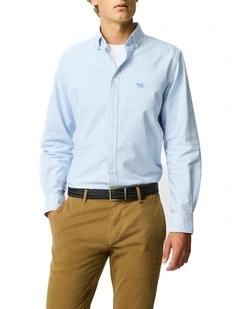 Gunn Oxford 2 Long Sleeve Sports Fit Shirt in Powder Blue
