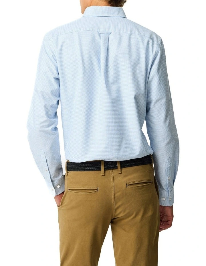 Gunn Oxford 2 Long Sleeve Sports Fit Shirt in Powder Blue image 3