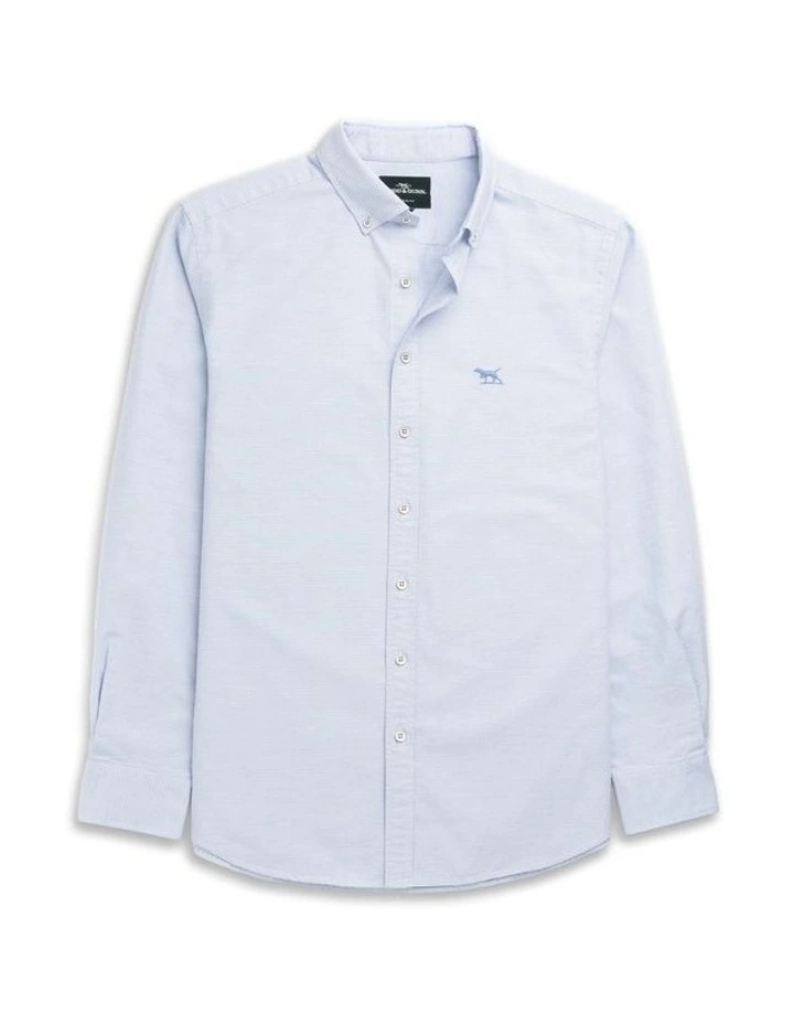 Gunn Oxford 2 Long Sleeve Sports Fit Shirt in Powder Blue image 4