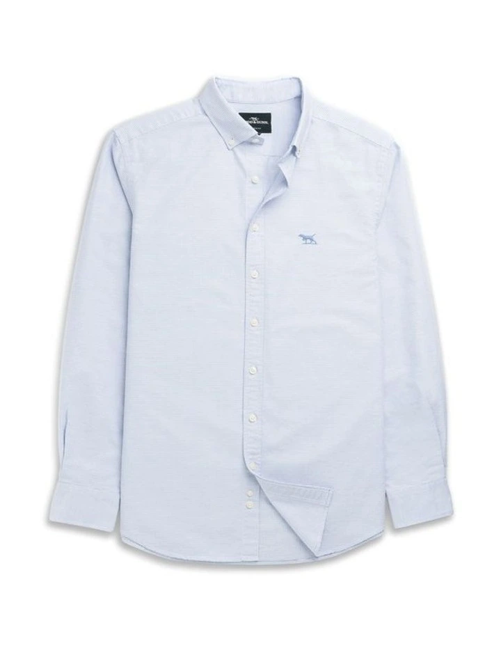 Gunn Oxford 2 Long Sleeve Sports Fit Shirt in Powder Blue image 5