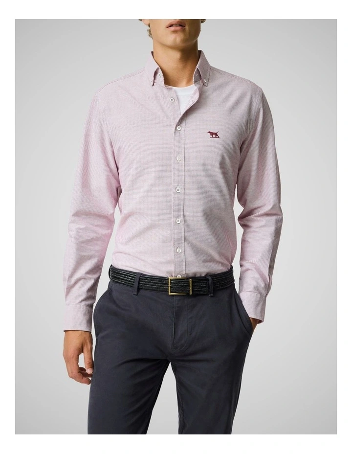 Oxford Crossing Long Sleeve Sports Fit Shirt in Poppy image 1