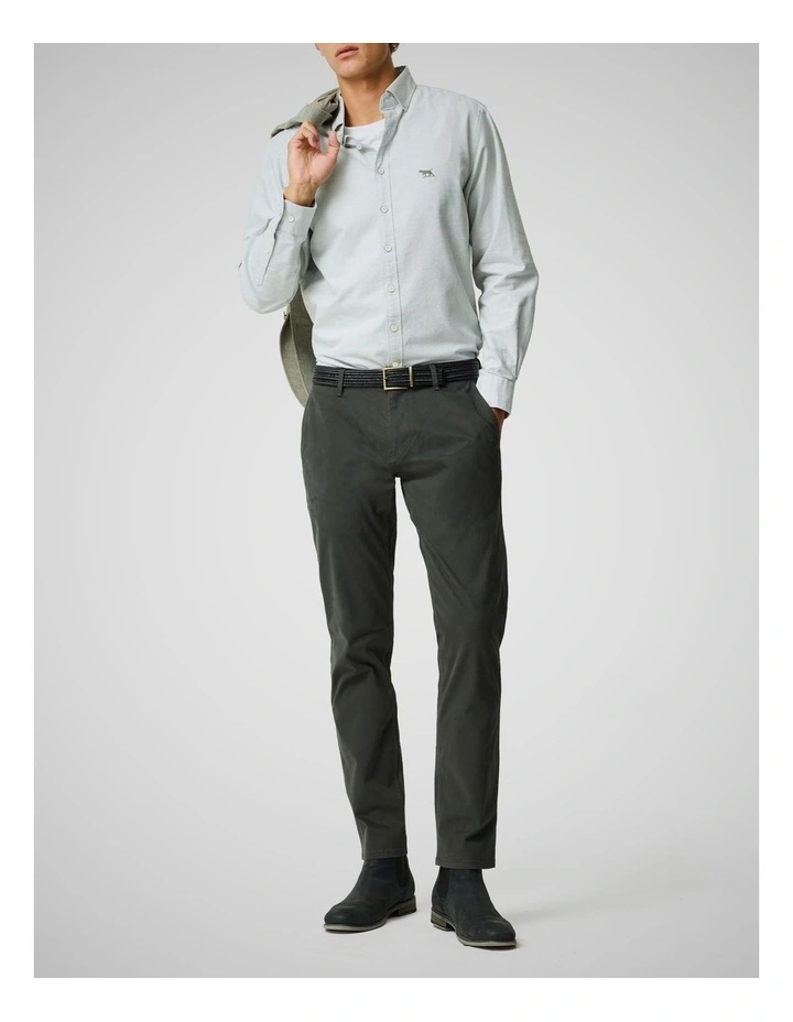 Oxford Crossing Long Sleeve Sports Fit Shirt in Fern image 2