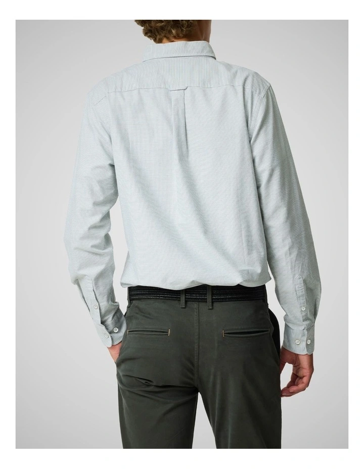 Oxford Crossing Long Sleeve Sports Fit Shirt in Fern image 3