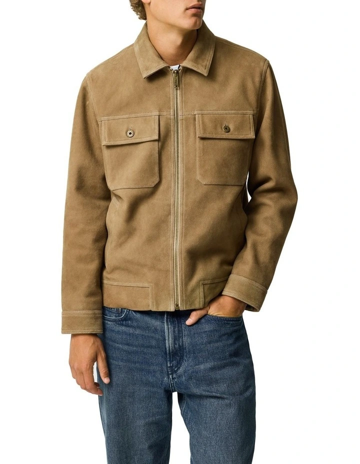 Waitomo Caves Leather Jacket in Taupe image 1