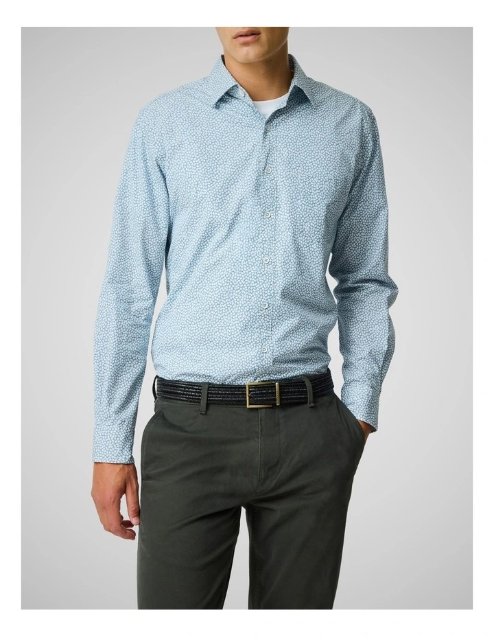 Denniston Long Sleeve Sports Fit Shirt in Blue Jay image 1