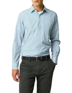 Denniston Long Sleeve Sports Fit Shirt in Blue Jay