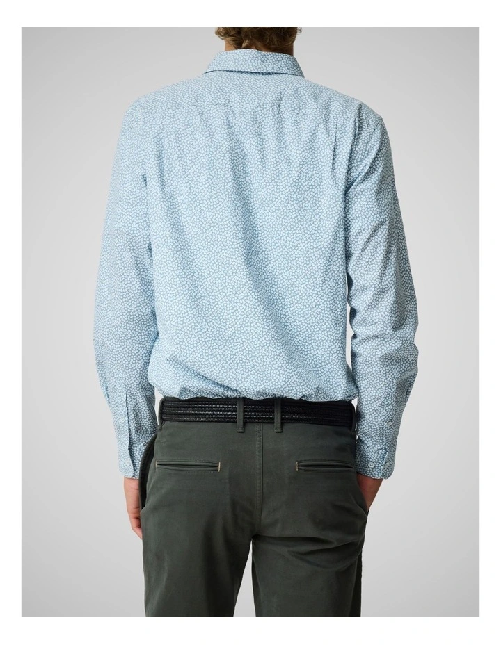 Denniston Long Sleeve Sports Fit Shirt in Blue Jay image 3