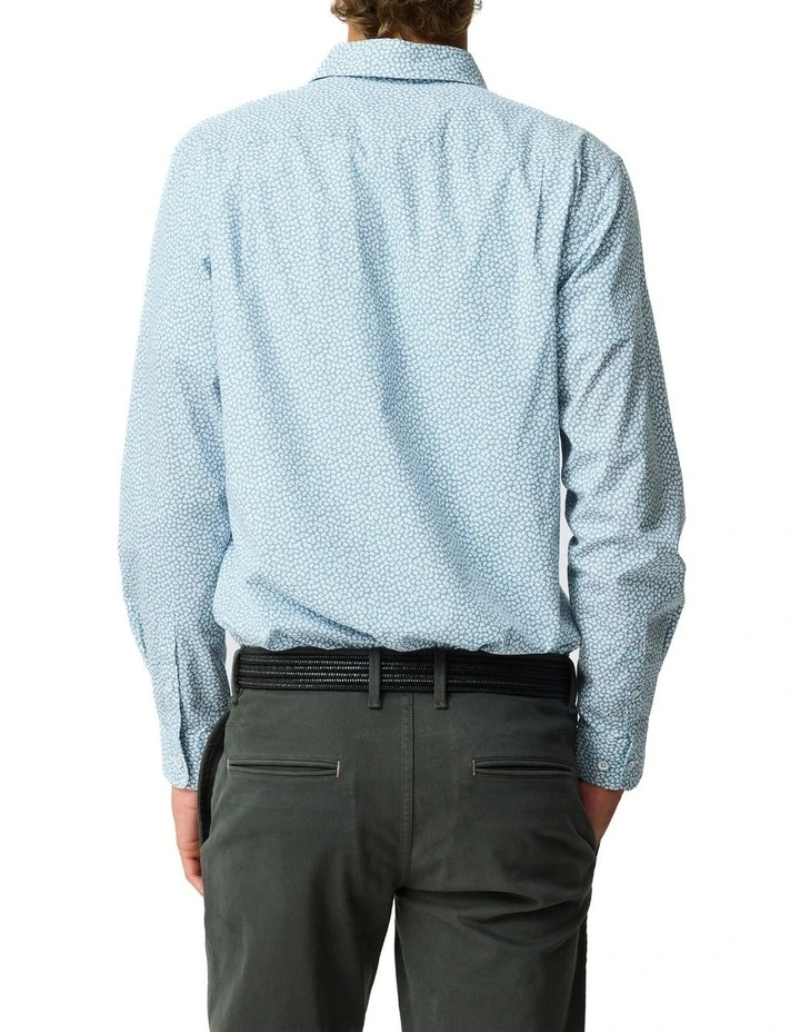 Denniston Long Sleeve Sports Fit Shirt in Blue Jay image 3