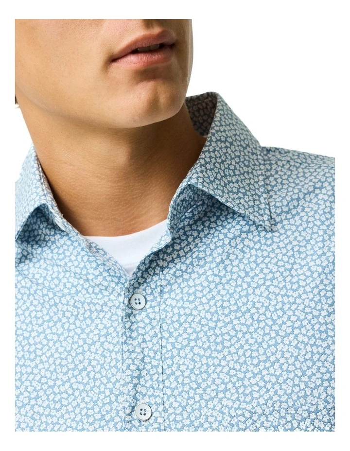 Denniston Long Sleeve Sports Fit Shirt in Blue Jay image 4