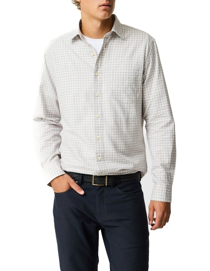 Mckerrow Long Sleeve Sports Fit Shirt in Oat image 1