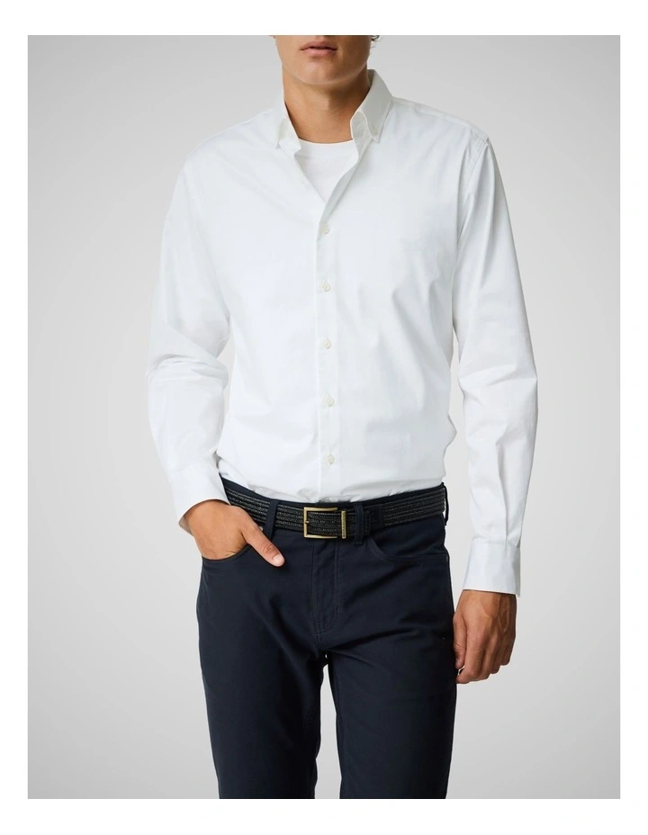 Freshford Long Sleeve Sports Fit Shirt in Snow image 1
