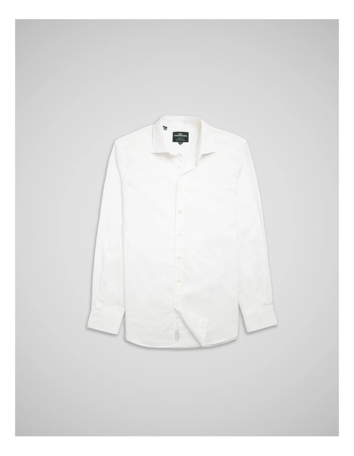Freshford Long Sleeve Sports Fit Shirt in Snow image 4