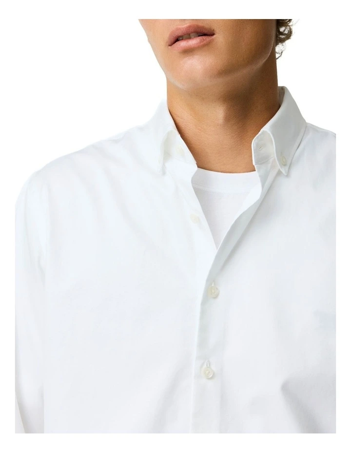 Freshford Long Sleeve Sports Fit Shirt in Snow image 4