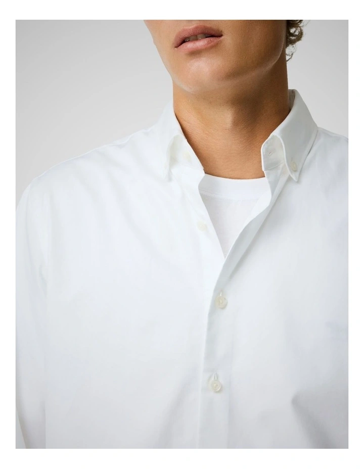 Freshford Long Sleeve Sports Fit Shirt in Snow image 6