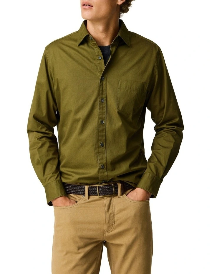 Mavis Lake Long Sleeve Sports Fit Shirt in Green image 1