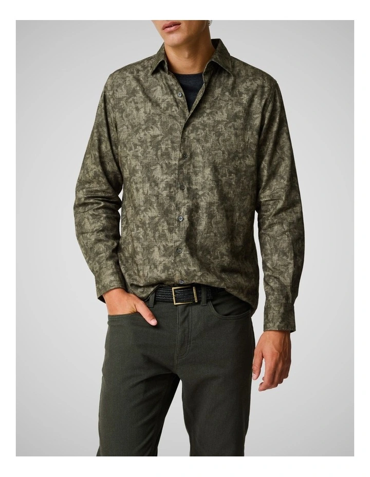 Campbell Valley Long Sleeve Sports Fit Shirt in Moss image 1