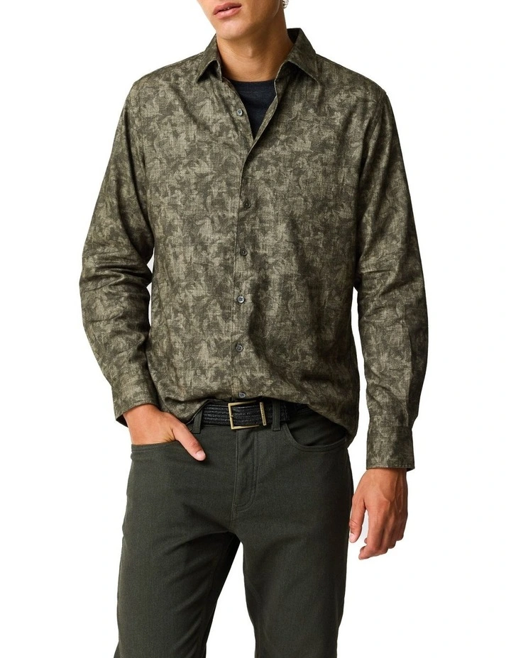 Campbell Valley Long Sleeve Sports Fit Shirt in Moss image 1