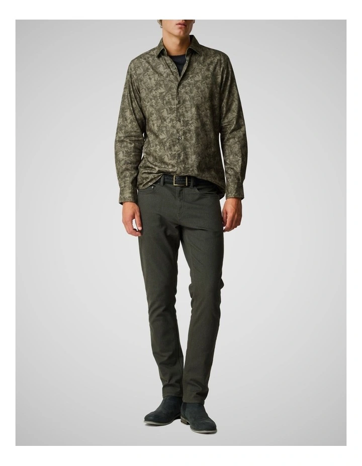 Campbell Valley Long Sleeve Sports Fit Shirt in Moss image 2