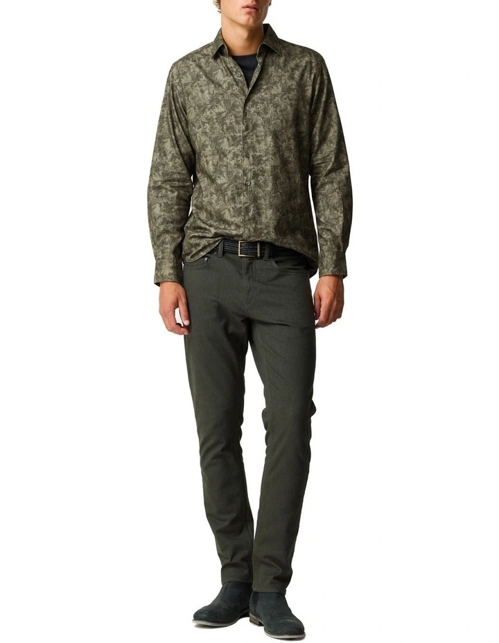 Campbell Valley Long Sleeve Sports Fit Shirt in Moss image 2