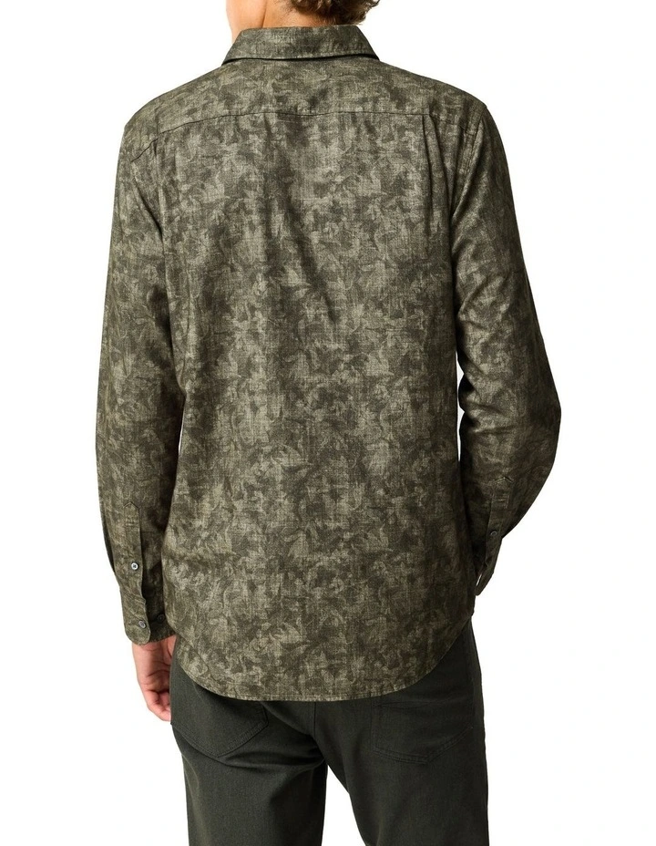 Campbell Valley Long Sleeve Sports Fit Shirt in Moss image 3