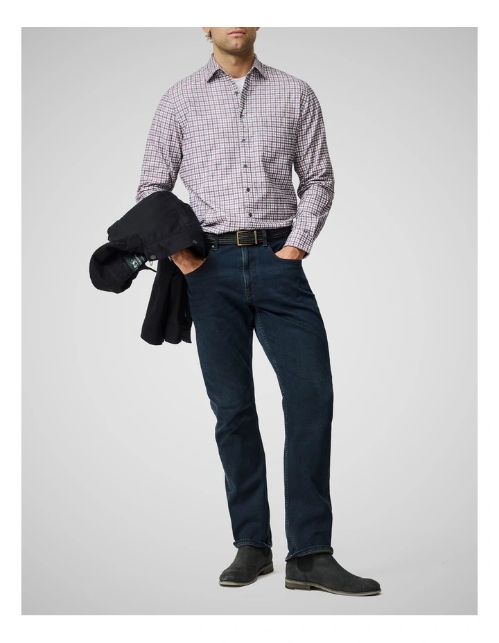 Gledknowe Long Sleeve Sports Fit Shirt in Merlot image 2
