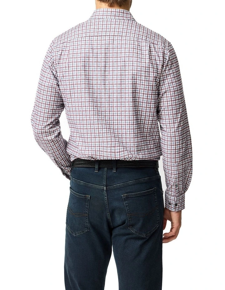 Gledknowe Long Sleeve Sports Fit Shirt in Merlot image 2