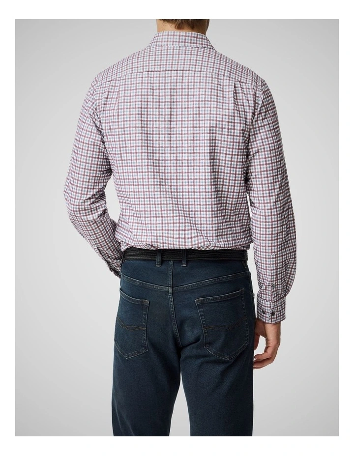 Gledknowe Long Sleeve Sports Fit Shirt in Merlot image 3