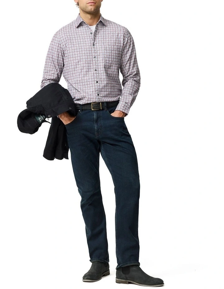 Gledknowe Long Sleeve Sports Fit Shirt in Merlot image 3