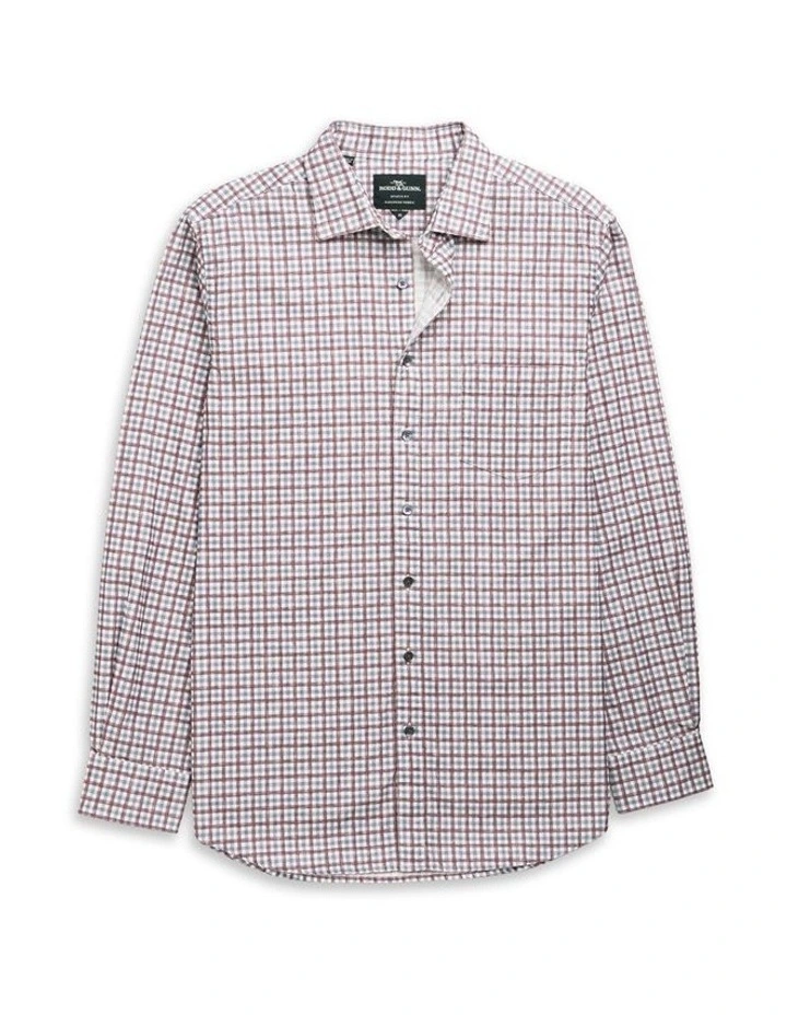 Gledknowe Long Sleeve Sports Fit Shirt in Merlot image 4