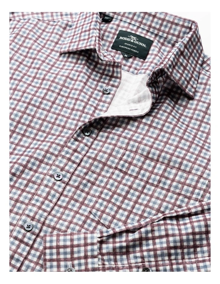 Gledknowe Long Sleeve Sports Fit Shirt in Merlot image 5