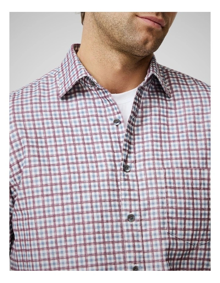 Gledknowe Long Sleeve Sports Fit Shirt in Merlot image 6