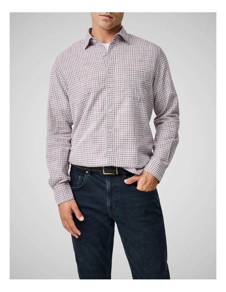 Henley Hill Long Sleeve Sports Fit Shirt in Merlot image 1