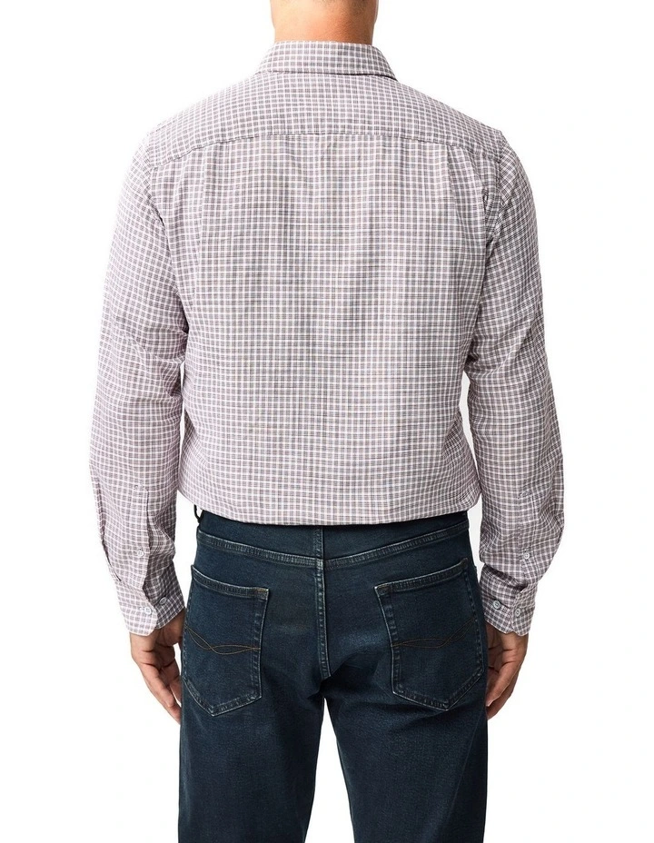 Henley Hill Long Sleeve Sports Fit Shirt in Merlot image 2