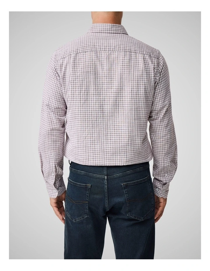 Henley Hill Long Sleeve Sports Fit Shirt in Merlot image 3