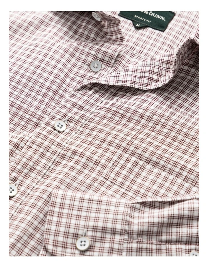 Henley Hill Long Sleeve Sports Fit Shirt in Merlot image 5