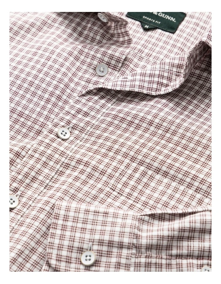 Henley Hill Long Sleeve Sports Fit Shirt in Merlot image 5