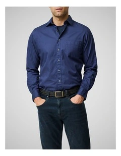 Mavis Lake Long Sleeve Sports Fit Shirt in Midnight