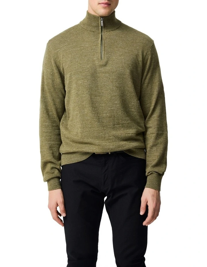 Fortrose 1/4 Zip Knit in Olive image 1