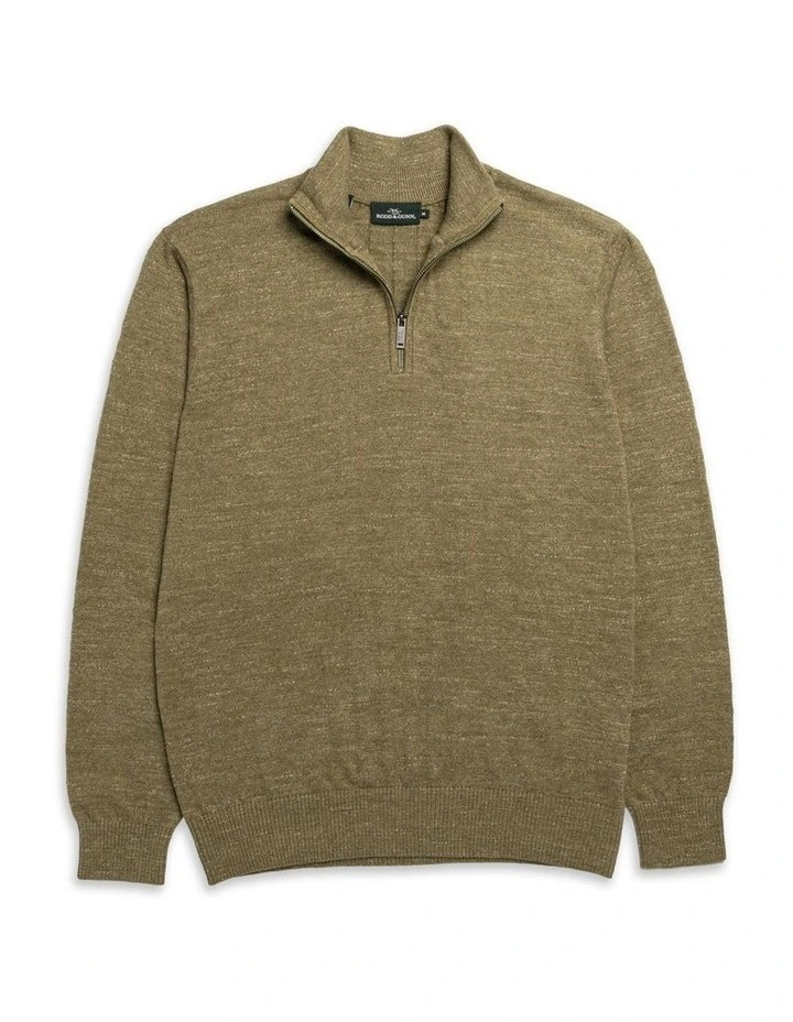 Fortrose 1/4 Zip Knit in Olive image 4