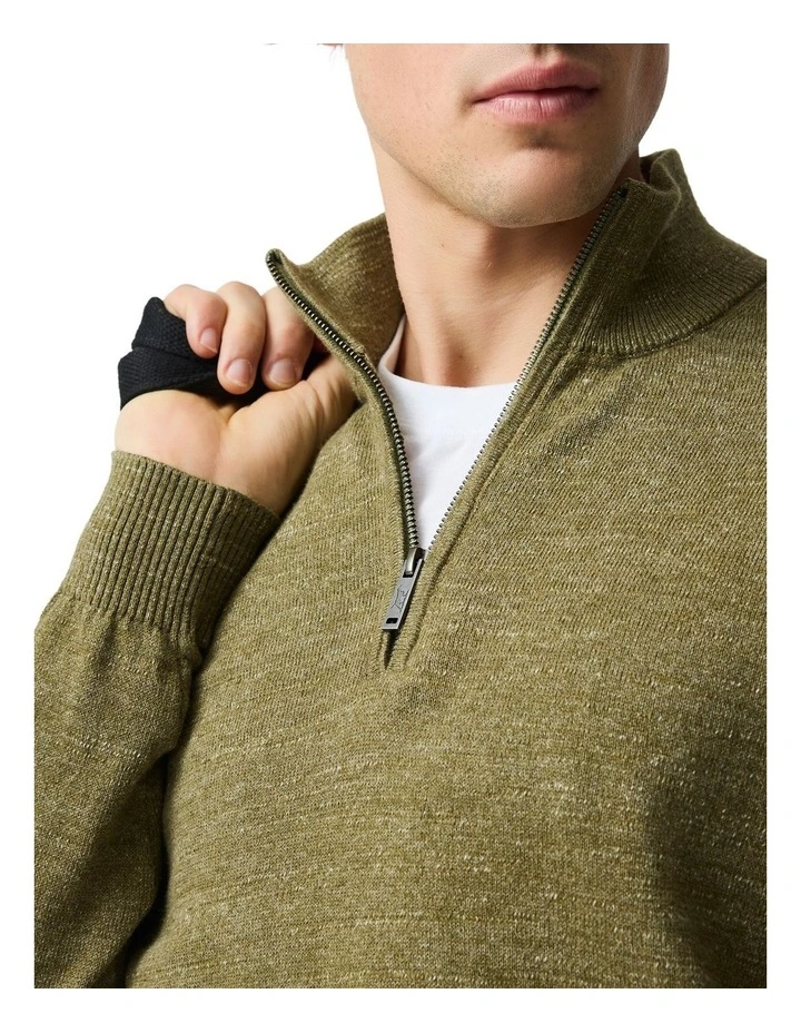 Fortrose 1/4 Zip Knit in Olive image 6