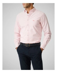 Oxford Lakeside Stripe Long Sleeve Shirt in Wild Rose