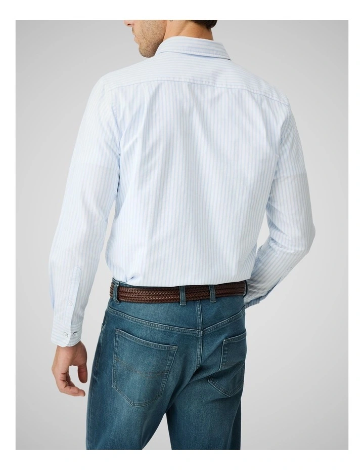 Oxford Hillcrest Stripe Long Sleeve Shirts in Harbour image 3