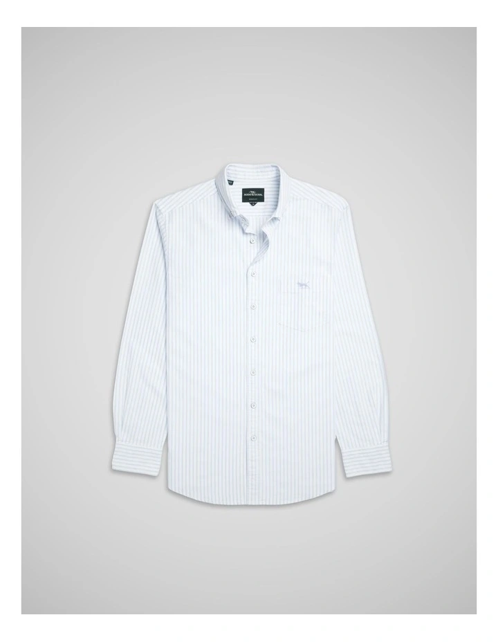 Oxford Hillcrest Stripe Long Sleeve Shirts in Harbour image 4