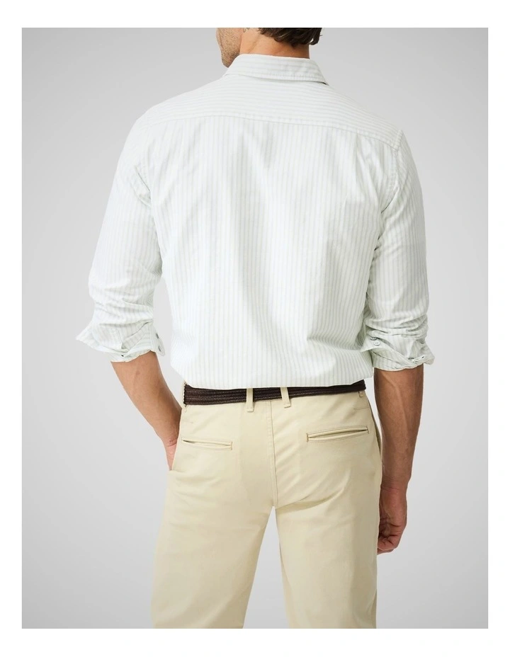 Oxford Hillcrest Stripe Long Sleeve Shirts in Sage image 3