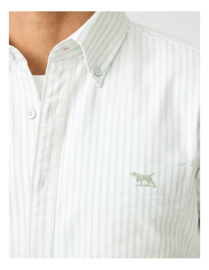 Oxford Hillcrest Stripe Long Sleeve Shirts in Sage image 6