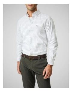Oxford Glenridge Check Long Sleeve Shirt in Olive