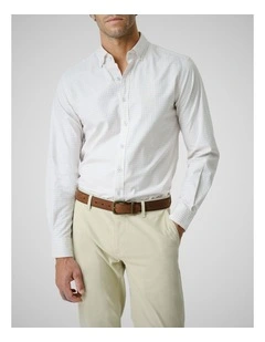 Oxford Bayshore Gingham Long Sleeve Shirts in Sand Drift