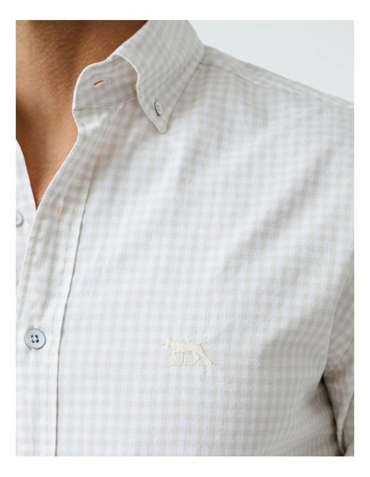 Oxford Bayshore Gingham Long Sleeve Shirts in Sand Drift image 6